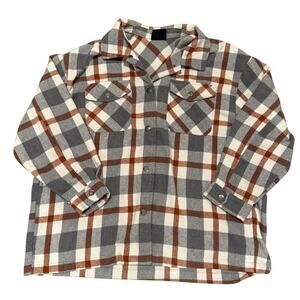 HFX Gray Rust Orange Plaid Button Up Shacket Men XL Outdoor Workwear Fall Winter